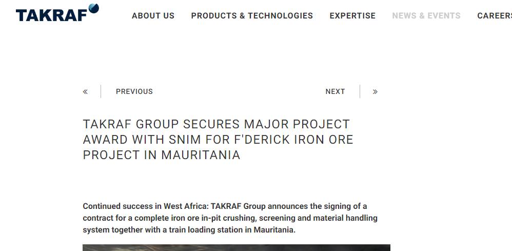 مصادر اقتصادية: شركة سنيم توقع عقدا مع شركة TAKRAF (...)
