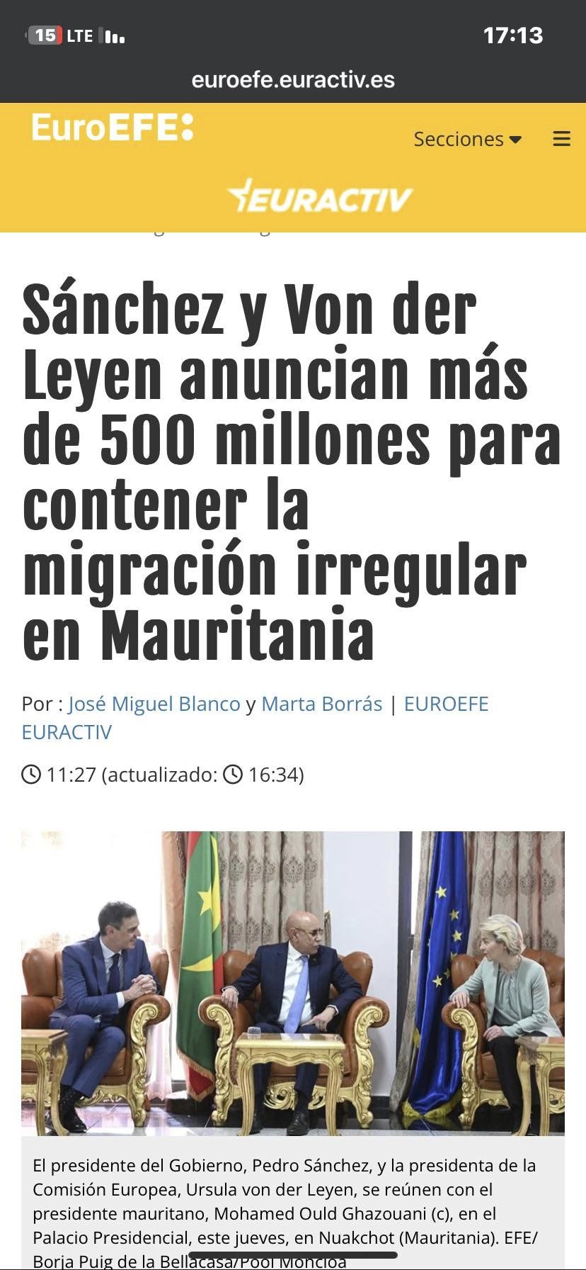 رئيسة المفوضية الأوروبية: موريتانيا حصلت على التزامات (…)