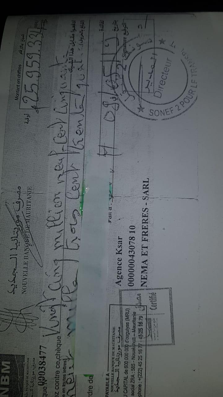 بنك موريتانيا الجديد NBM يرفض تسديد ربع مليار أوقية&nbsp;(…)