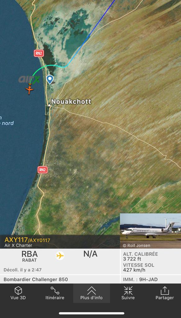 طائرة خاصة تنقل أسرة  الشيخ الجليل عبد اللهِ ولد بيّ&nbsp;(…)